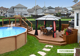 Patio avec piscine hors-terre par Patio Design inc.