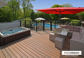 Patio with inground pool by Patio Design inc.
