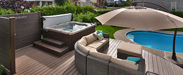 Patios with spas, built by Patio Design.